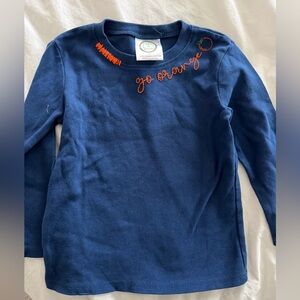 Girls Navy Blue Long sleeve Shirt with Go Orange Embroidery - 4T